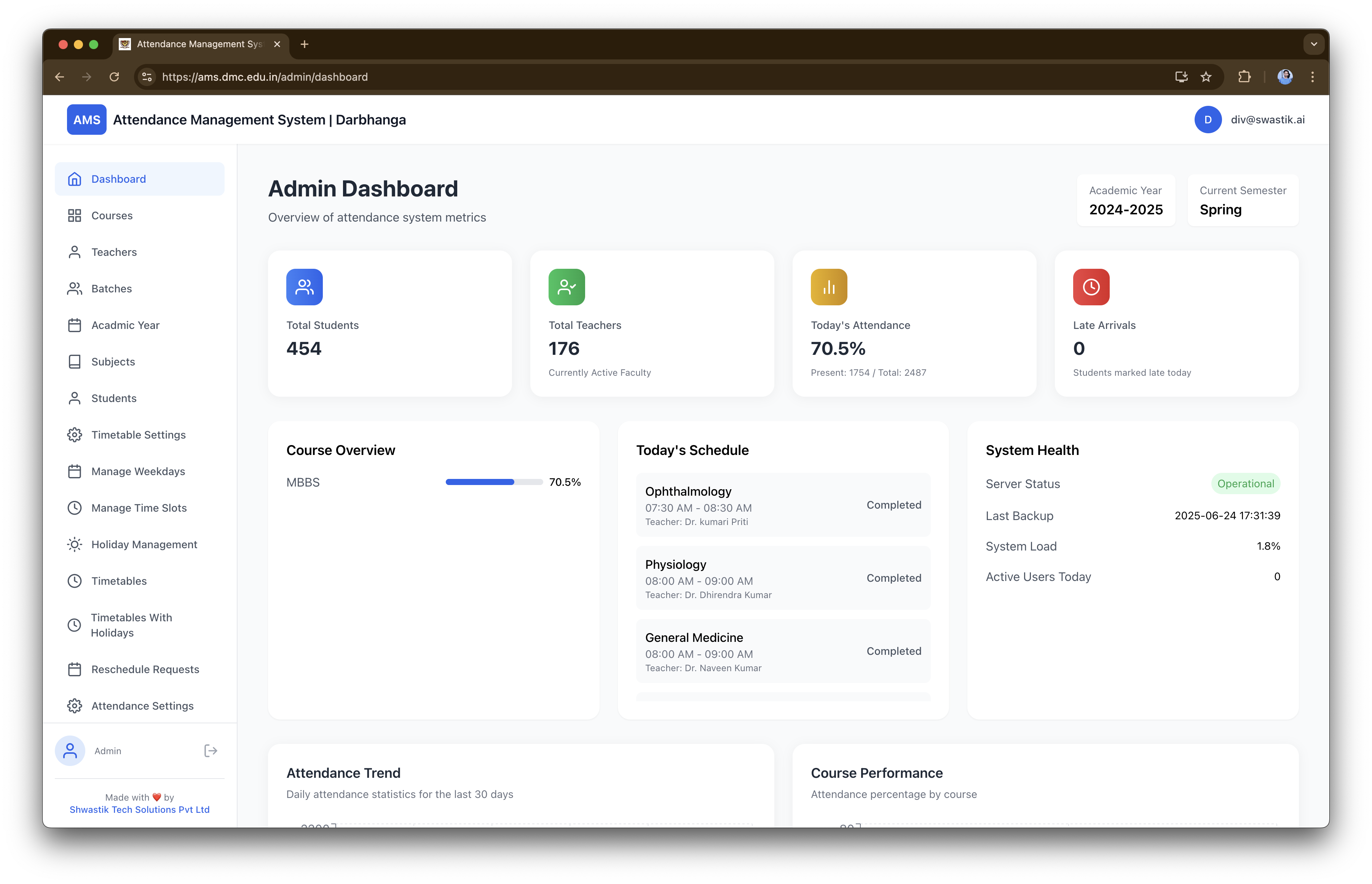 ATTENDANCE MANAGEMENT SYSTEM FOR DARBHANGA MEDICAL COLLEGE